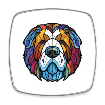Caucasian Ovcharka Dog Breed Colorful Watercolor - Square fridge magnet - white - Front