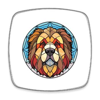 Caucasian Shepherd Dog Breed Colorful Watercolor - Square fridge magnet - white - Front