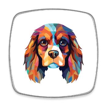 Cavalier King Charles Spaniel chien race aquarelle - Magnet carré - blanc - Devant