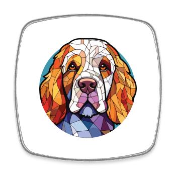 Clumber Spaniel Hunderasse Aquarell Illustration - Viereckiger Kühlschrankmagnet - Weiß - Vorne