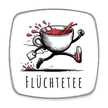 flüchtetee wortspiel tee früchte teatime - Viereckiger Kühlschrankmagnet - Weiß - Vorne