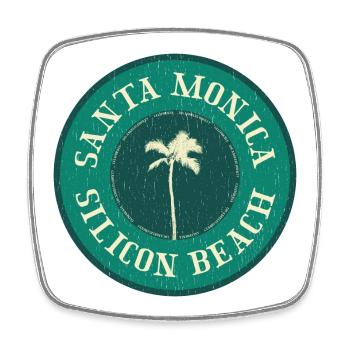 Santa Monica Beach Badge - Viereckiger Kühlschrankmagnet - Weiß - Vorne