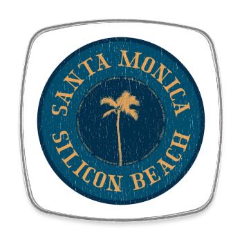 Santa Monica Retro Logo – Silicon Beach Style - Viereckiger Kühlschrankmagnet - Weiß - Vorne