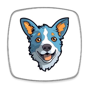 Blue Heeler Hunderasse Cartoon Kawaii Illustration - Viereckiger Kühlschrankmagnet - Weiß - Vorne