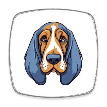 Basset Bleu De Gascogne Dog Breed Cartoon Kawaii I - Square fridge magnet - white - Front