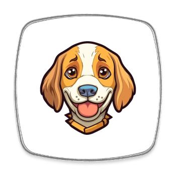Billy chien race dessin animé Kawaii Illustration - Magnet carré - blanc - Devant