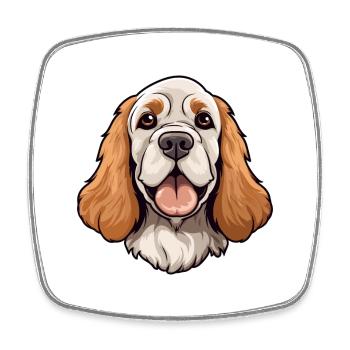 Clumber Spaniel Hund Rasse Cartoon Kawaii Illustrat - Viereckiger Kühlschrankmagnet - Weiß - Vorne