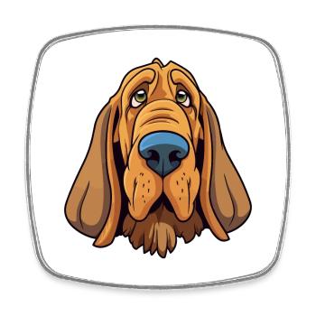 Bloodhound chien race dessin animé Kawaii Illustration - Magnet carré - blanc - Devant