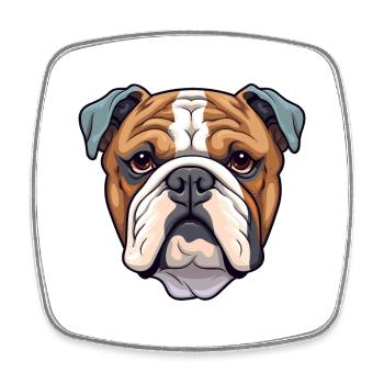 Bulldogge Hund Rasse Cartoon Kawaii Illustration - Viereckiger Kühlschrankmagnet - Weiß - Vorne