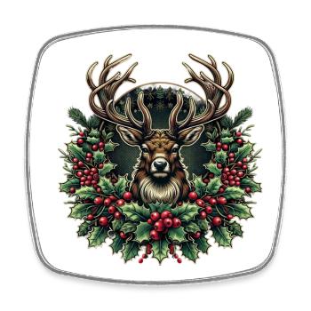 Frohe Weihnachten: Stilvolles Rentier - Viereckiger Kühlschrankmagnet - Weiß - Vorne