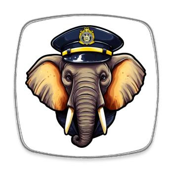 Polizei Elefant - Viereckiger Kühlschrankmagnet - Weiß - Vorne