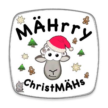 MÄHrry ChristMÄHs, Weihnachten, lustiges Schaf - Viereckiger Kühlschrankmagnet - Weiß - Vorne
