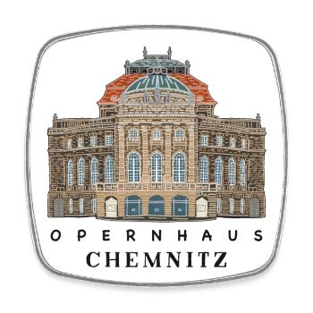 Opéra de Chemnitz, Allemagne Dessin - Magnet carré - blanc - Devant