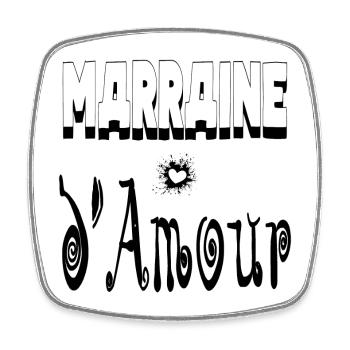 Marraine Amour Cœur - Magnet carré - blanc - Devant
