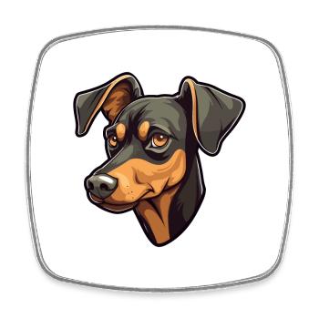 German Pinscher Dog Breed Cartoon Kawaii Illustrat - Square fridge magnet - white - Front