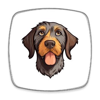 Deutsch Drahthaar Vorstehhund Rasse Cartoon Kawaii - Viereckiger Kühlschrankmagnet - Weiß - Vorne
