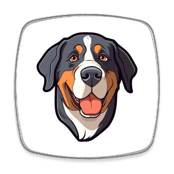 Große Schweizer Sennenhundrasse Cartoon Kawaii Il - Viereckiger Kühlschrankmagnet - Weiß - Vorne