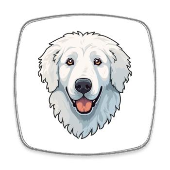 Kuvasz Ungarische Hunderasse Cartoon Kawaii Illustra - Viereckiger Kühlschrankmagnet - Weiß - Vorne