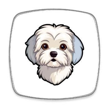 Malteser Hund Rasse Cartoon Kawaii Illustration - Viereckiger Kühlschrankmagnet - Weiß - Vorne