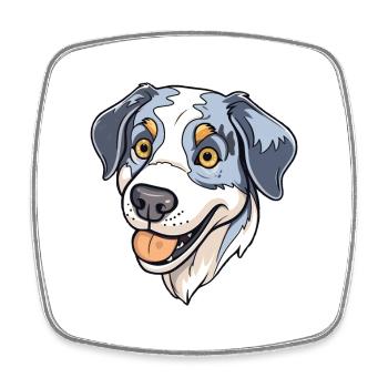 Moskauer Wachhund Rasse Cartoon Kawaii Illustrat - Viereckiger Kühlschrankmagnet - Weiß - Vorne
