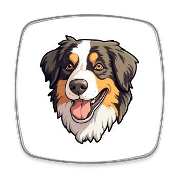 North American Shepherd Dog Breed Cartoon Kawaii I - Square fridge magnet - white - Front