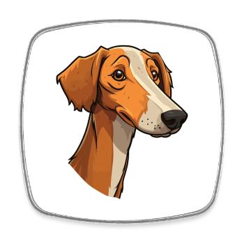 Lurcher Hunderasse Cartoon Kawaii Illustration - Viereckiger Kühlschrankmagnet - Weiß - Vorne
