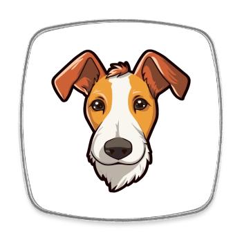 Miniature Fox Terrier chien race dessin animé Kawaii malade - Magnet carré - blanc - Devant