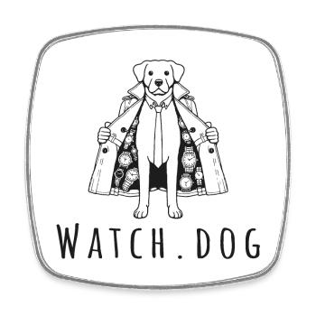 watch dog watches dogs animals pun - Square fridge magnet - white - Front