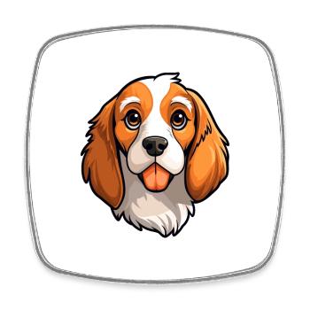 Nederlandse Kooikerhondje Dog Breed Cartoon Kawaii - Magnet carré - blanc - Devant