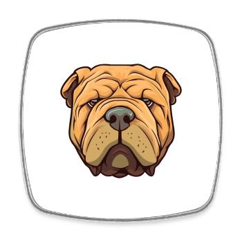 Miniatur Shar Pei Hunderasse Karikatur Kawaii Illust - Viereckiger Kühlschrankmagnet - Weiß - Vorne