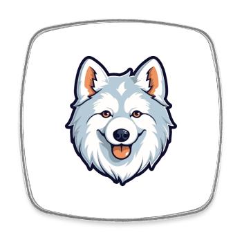 Nordique Spitz chien race Cartoon Kawaii Illustration - Magnet carré - blanc - Devant