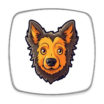 Mudi chien race dessin animé Kawaii Illustration - Magnet carré - blanc - Devant