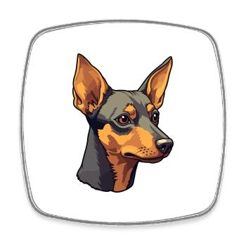 Miniatur Pinscher Hunderasse Cartoon Kawaii Illust - Viereckiger Kühlschrankmagnet - Weiß - Vorne