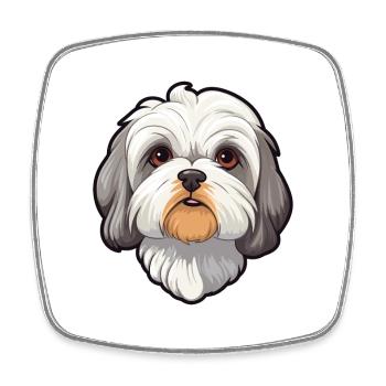 Maltese Shih Tzu Dog Breed Cartoon Kawaii Illustra - Square fridge magnet - white - Front