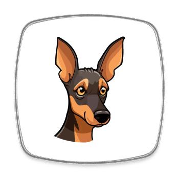 Manchester Terrier chien race dessin animé kawaii illust - Magnet carré - blanc - Devant