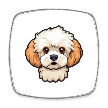 Maltipoo Hunderasse Cartoon Kawaii Illustration - Viereckiger Kühlschrankmagnet - Weiß - Vorne