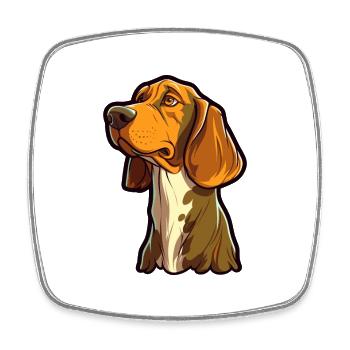 Majestic Tree Hound Dog Breed Cartoon Kawaii Illus - Square fridge magnet - white - Front