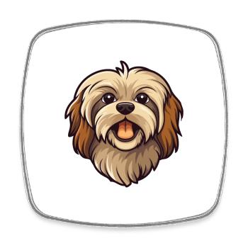 Lowchen Kleiner Löwe Hunderasse Cartoon Kawaii Illus - Viereckiger Kühlschrankmagnet - Weiß - Vorne