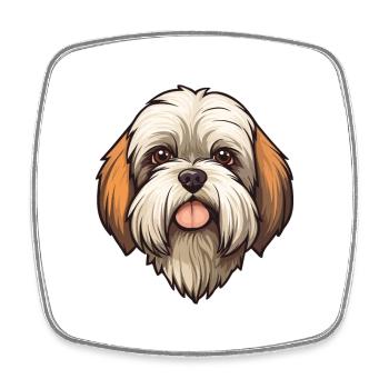 Lhasa Apso Hunderasse Cartoon Kawaii Illustration - Viereckiger Kühlschrankmagnet - Weiß - Vorne