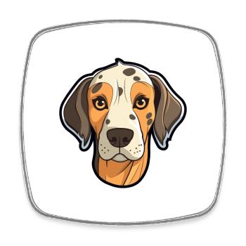 Leopard Cur Hund Rasse Cartoon Kawaii Illustration - Viereckiger Kühlschrankmagnet - Weiß - Vorne