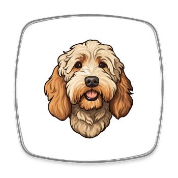 Labradoodle Dog Breed Cartoon Kawaii Illustration - Square fridge magnet - white - Front