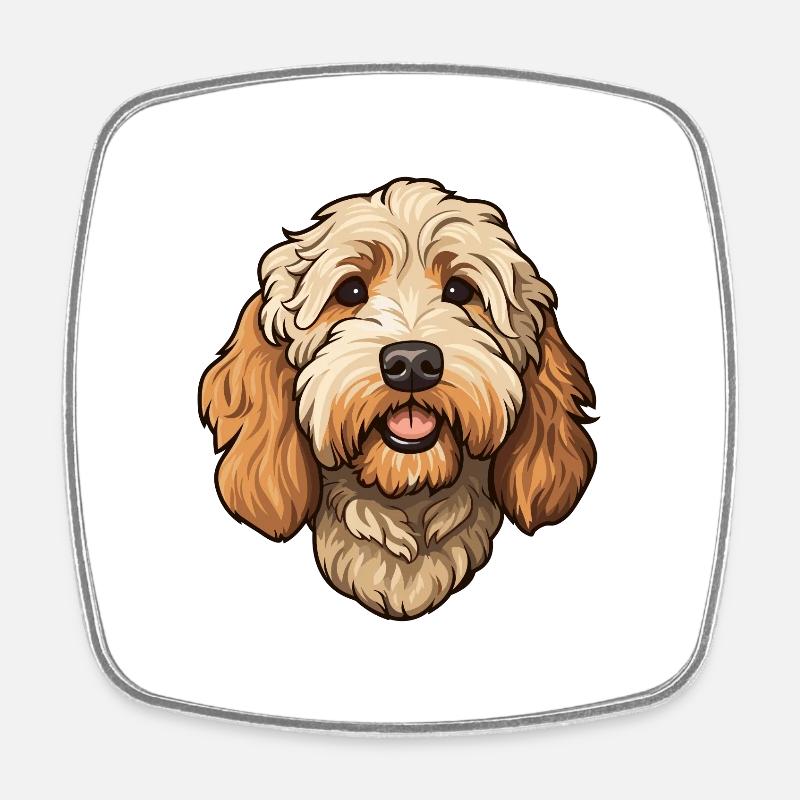 Labradoodle Hunderasse Cartoon Kawaii Illustration - Viereckiger Kühlschrankmagnet - Weiß