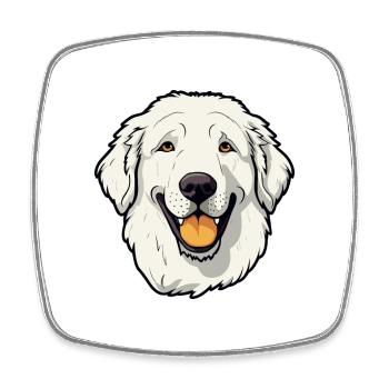 Kuvasz Hunderasse Karikatur Kawaii Illustration - Viereckiger Kühlschrankmagnet - Weiß - Vorne