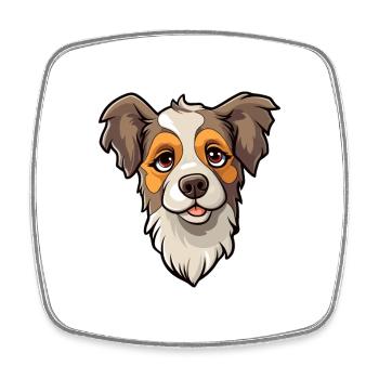 Koolie chien race dessin animé Kawaii Illustration - Magnet carré - blanc - Devant