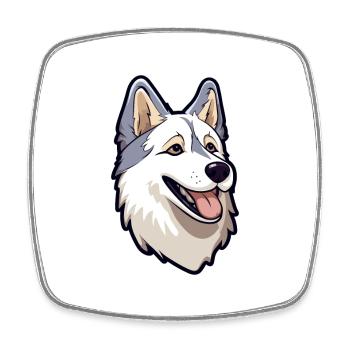 Kishu Ken Hunderasse Cartoon Kawaii Illustration - Viereckiger Kühlschrankmagnet - Weiß - Vorne