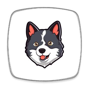 Karelian Bear Dog Breed Cartoon Kawaii Illustratio - Square fridge magnet - white - Front