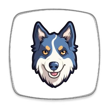 Karelo Finnish Laika Dog Breed Cartoon Kawaii Illu - Square fridge magnet - white - Front