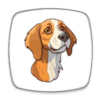 Harrier Dog Breed Cartoon Kawaii Illustration - Square fridge magnet - white - Front