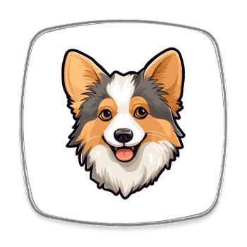 Isländischer Schäferhund Hunderasse Cartoon Kawaii Illust - Viereckiger Kühlschrankmagnet - Weiß - Vorne