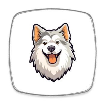 Hokkaido Dog Breed Cartoon Kawaii Illustration - Square fridge magnet - white - Front